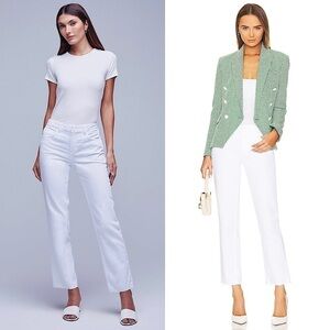 NWT L’AGENCE 90s White Stretch Denim Straight Leg Ankle Cropped Relaxed Jeans 25